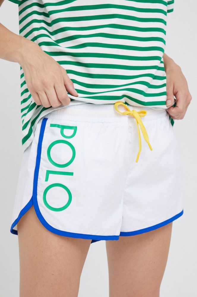 Шорти Polo Ralph Lauren жіночі колір білий однотонні середня посадка