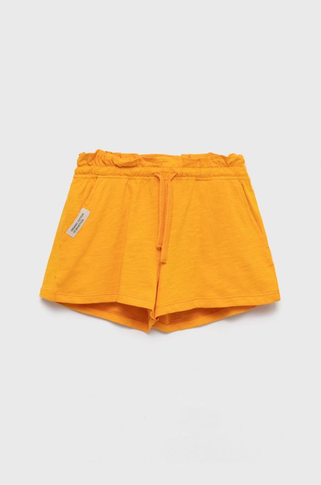 Дитячі бавовняні шорти United Colors of Benetton колір помаранчевий однотонні (2393586)