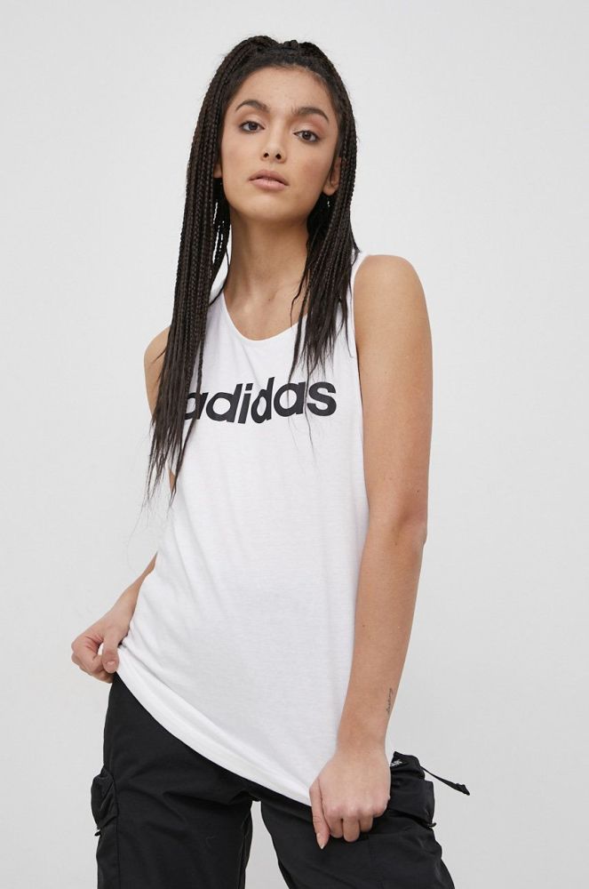 Бавовняний топ adidas GL0567 колір білий