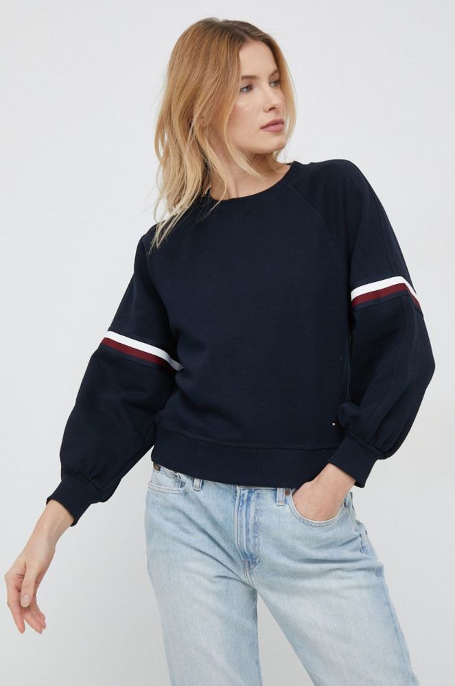 Бавовняна кофта Tommy Hilfiger жіноча колір синій меланж