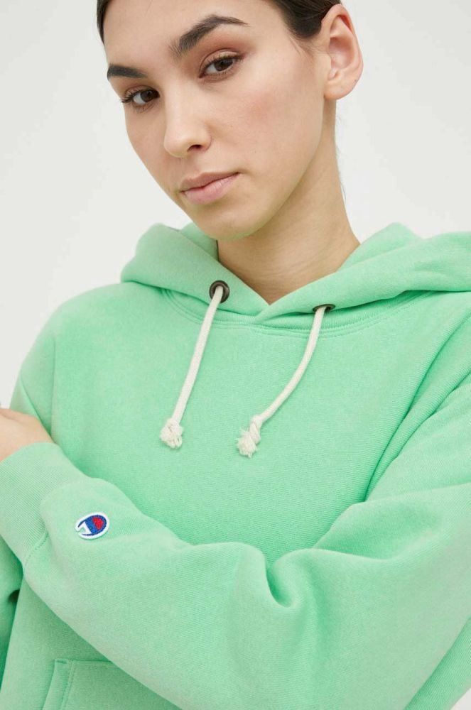 Кофта Champion жіноча колір зелений з капюшоном однотонна (3131283)