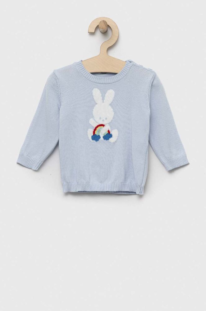 Бавовняний светр для немовлят United Colors of Benetton колір блакитний