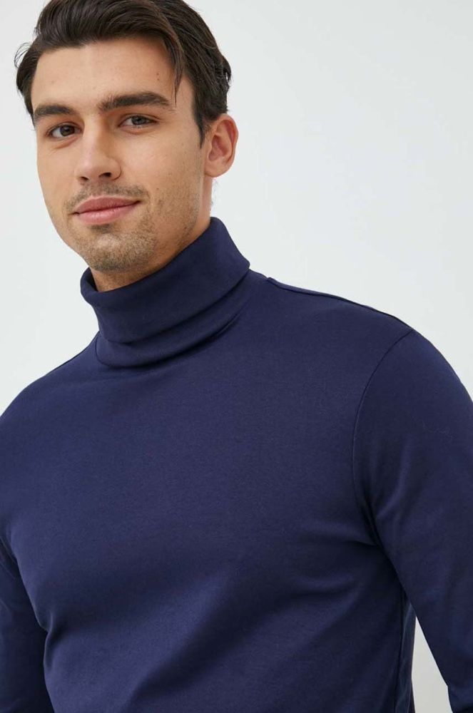 Бавовняний лонгслів Polo Ralph Lauren колір синій однотонний (2870445)