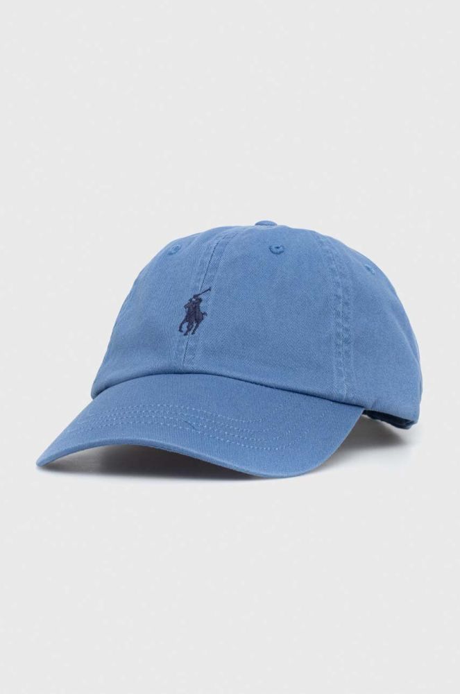 Бавовняна бейсболка Polo Ralph Lauren однотонна колір блакитний (3260953)