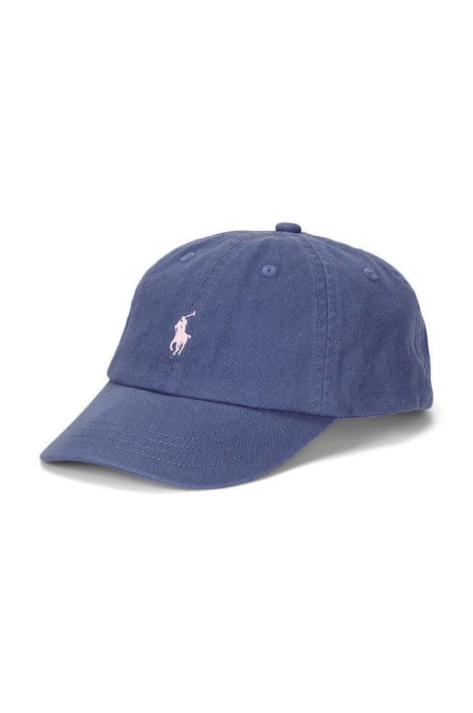 Дитяча бавовняна кепка Polo Ralph Lauren колір синій з аплікацією (2964763)