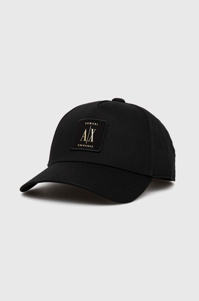 Бавовняна бейсболка Armani Exchange колір чорний з аплікацією (3027643)