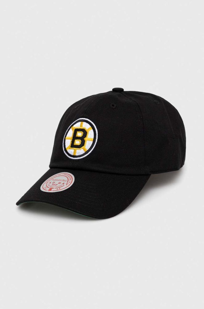Бавовняна бейсболка Mitchell&Ness Boston Briuns колір чорний з аплікацією