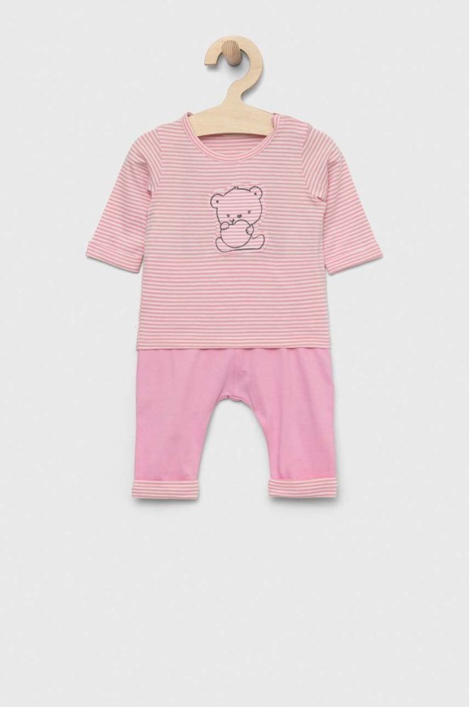 Дитячий бавовняний костюм United Colors of Benetton колір рожевий