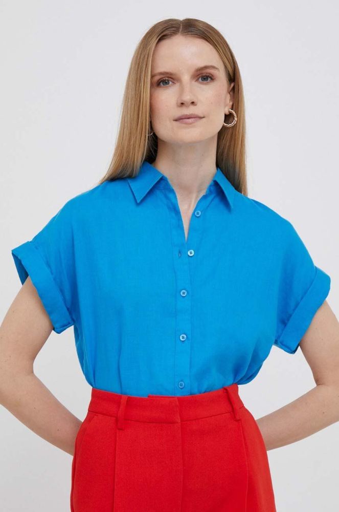 Сорочка з льону Lauren Ralph Lauren колір зелений relaxed класичний комір (3326082)