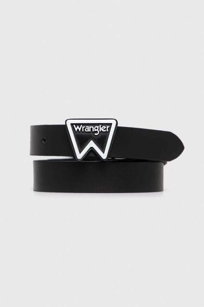 Шкіряний ремінь Wrangler жіночий колір чорний