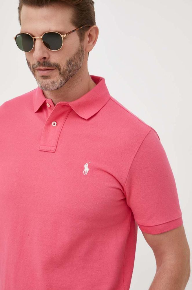 Бавовняне поло Polo Ralph Lauren колір рожевий однотонний (2974994)