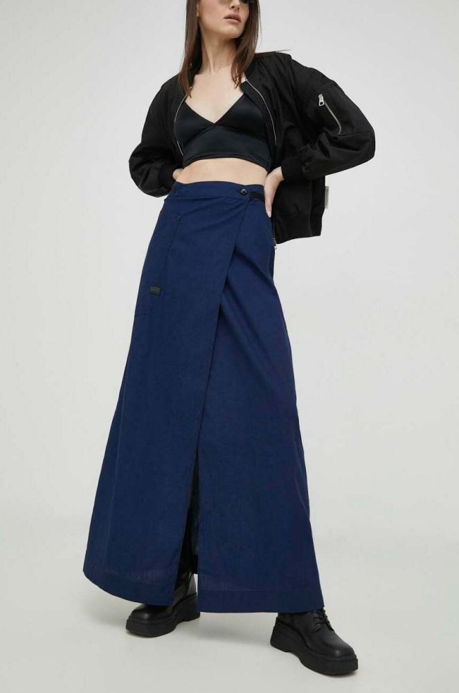 Бавовняна спідниця G-Star Raw колір синій maxi пряма