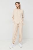 Спортивні штани BOSS жіночі колір бежевий однотонні
