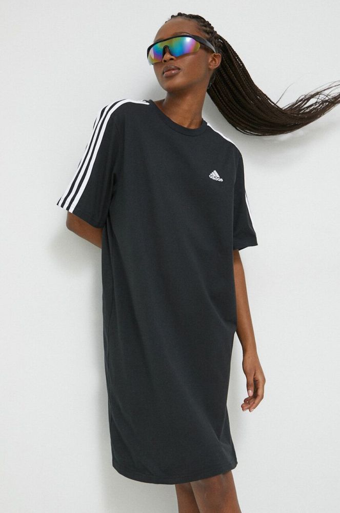 Бавовняна сукня adidas колір чорний mini oversize