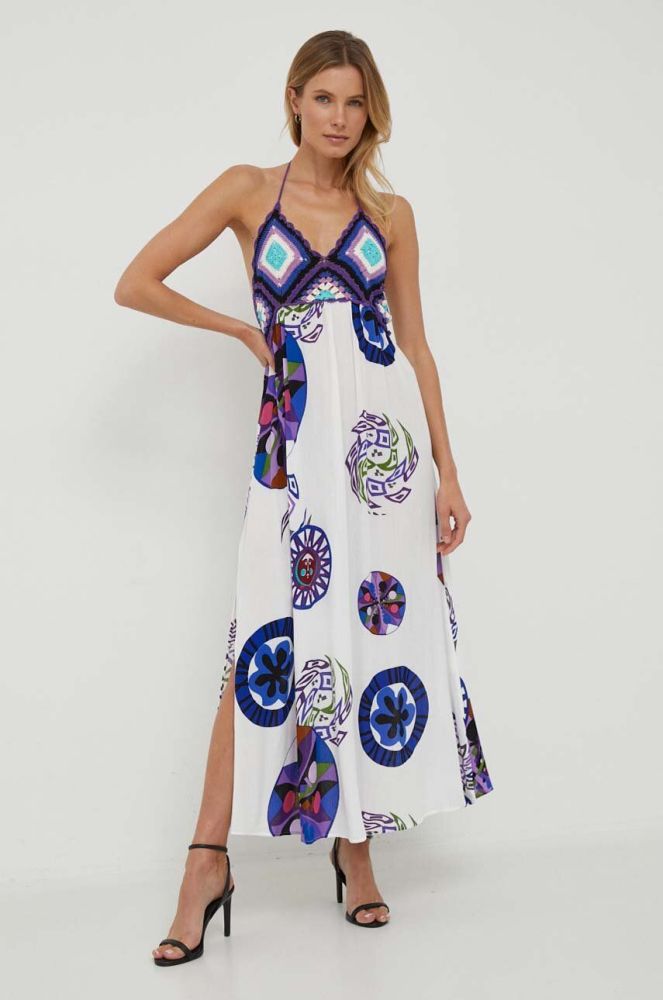 Сукня Desigual x M. Christian Lacroix колір білий midi розкльошена
