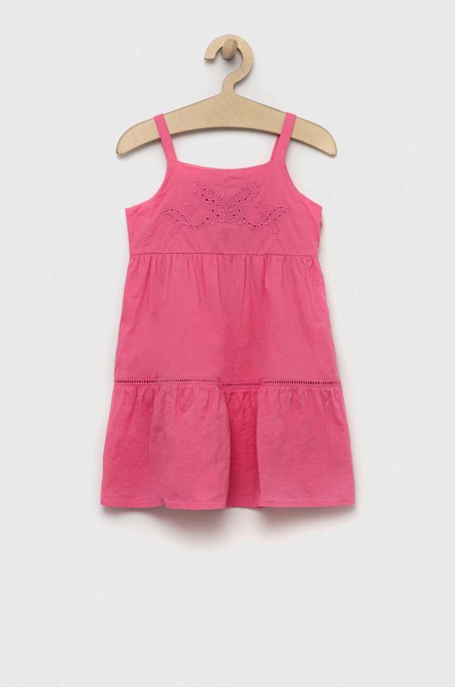 Дитяча бавовняна сукня United Colors of Benetton колір рожевий mini розкльошена (3285632)