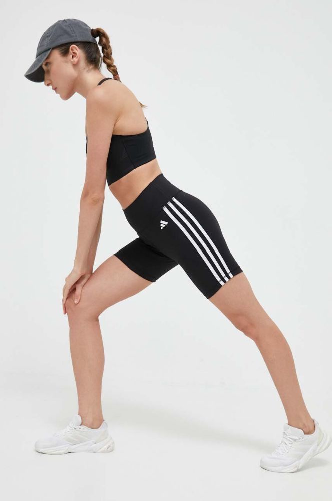 Шорти для тренувань adidas Performance Training Essentials Жіночі колір чорний з аплікацією висока посадка