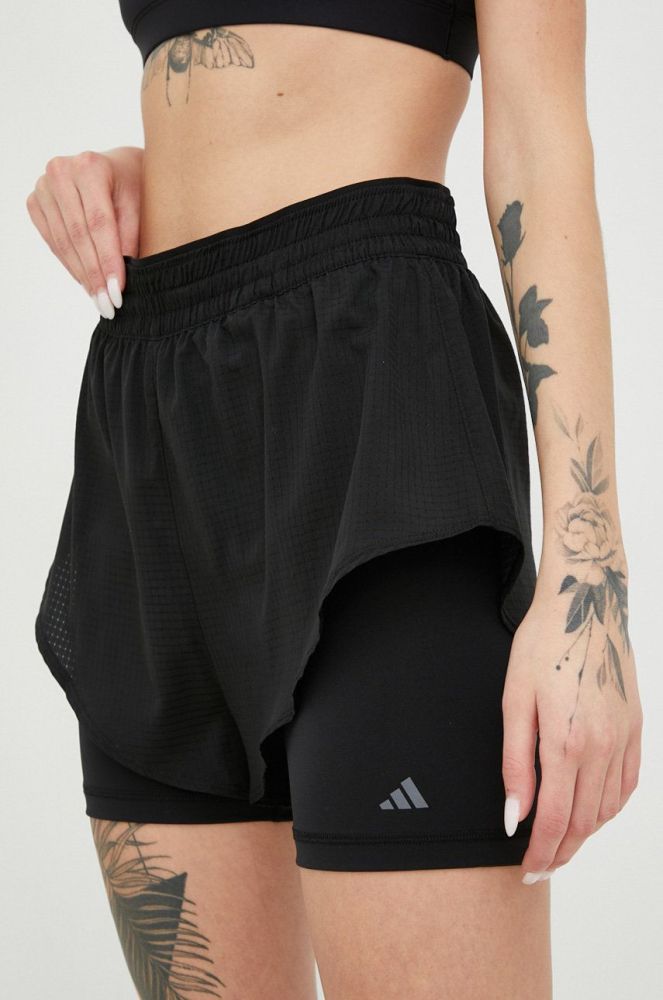Шорти для тренувань adidas Performance HIIT жіночі колір чорний однотонні висока посадка
