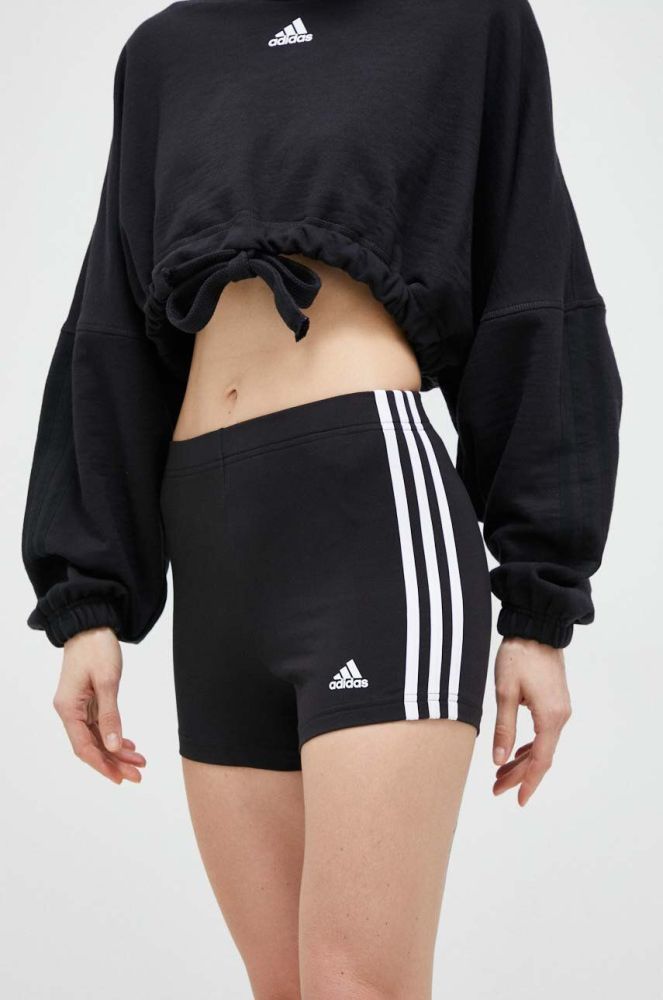 Шорти adidas жіночі колір чорний візерунок висока посадка (3075088)