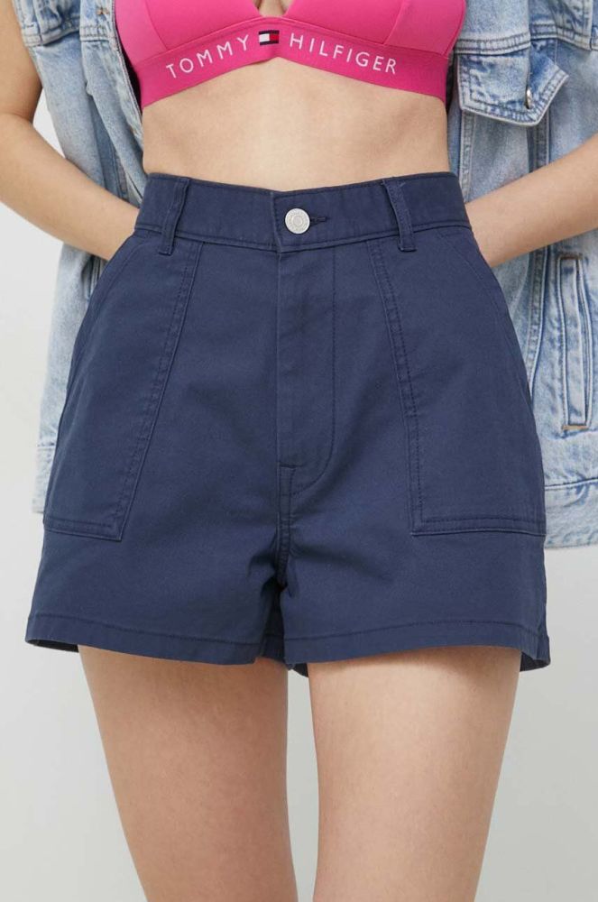 Шорти Tommy Jeans жіночі колір синій однотонні висока посадка (3015430)