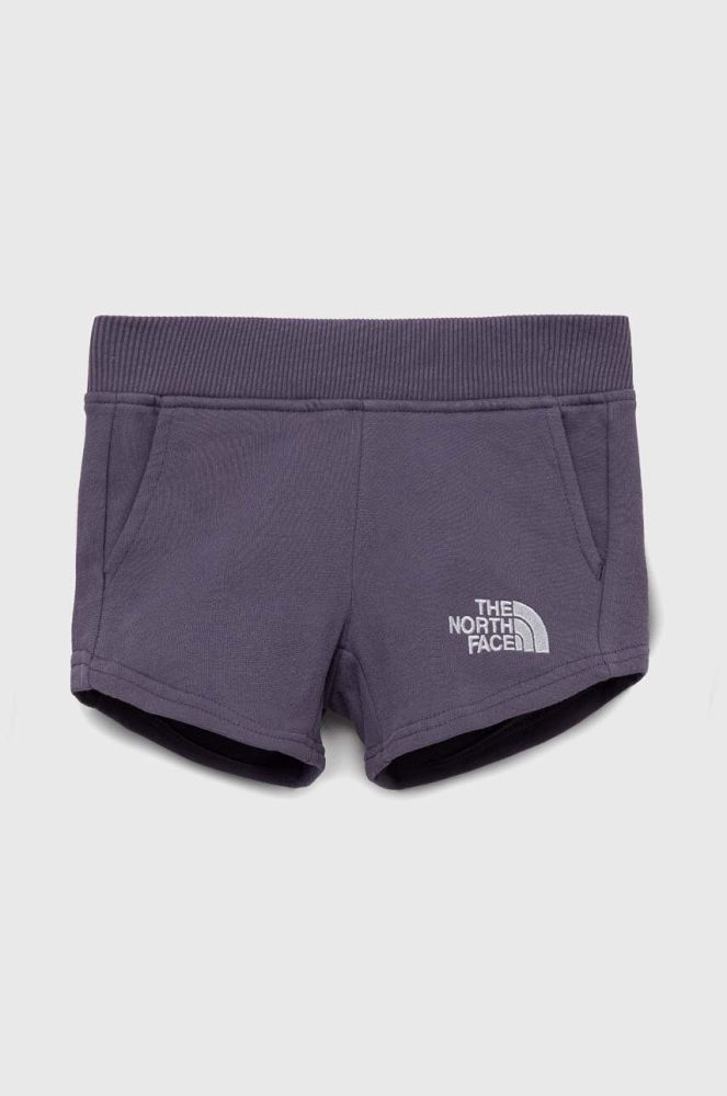 Дитячі бавовняні шорти The North Face колір фіолетовий з аплікацією