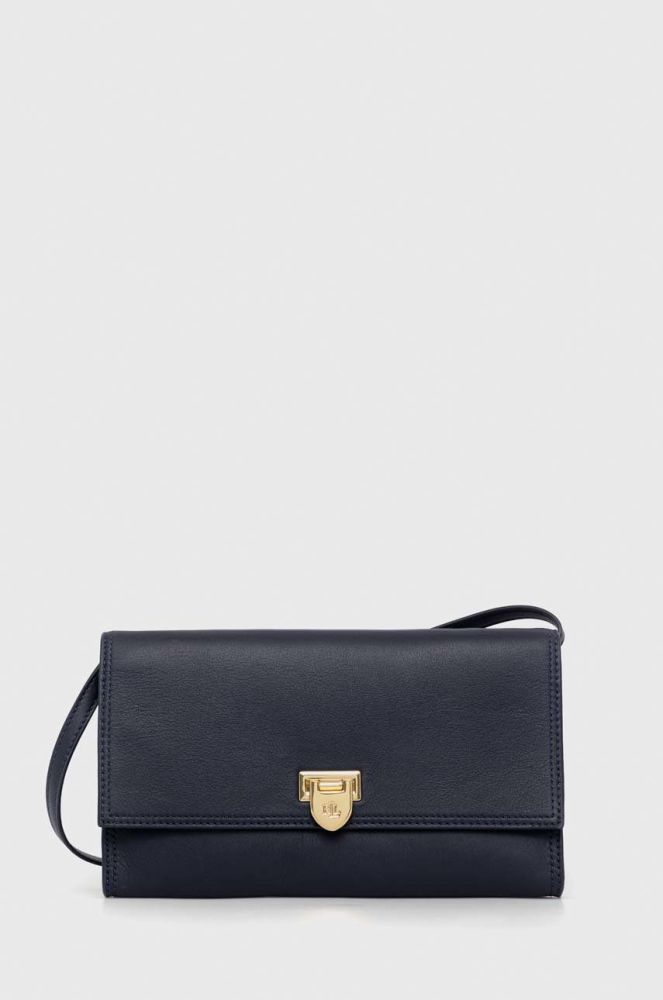 Шкіряна сумка Lauren Ralph Lauren колір синій