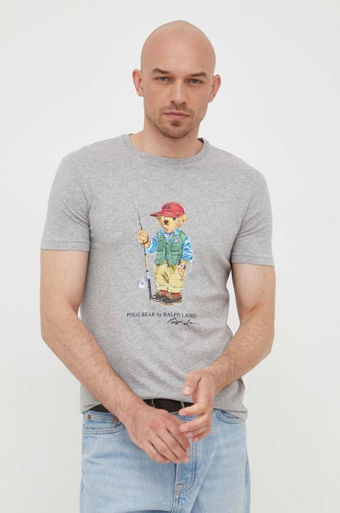Бавовняна футболка Polo Ralph Lauren колір сірий з принтом (3107633)