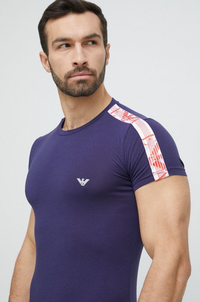Футболка лаунж Emporio Armani Underwear колір синій з аплікацією (3211132)