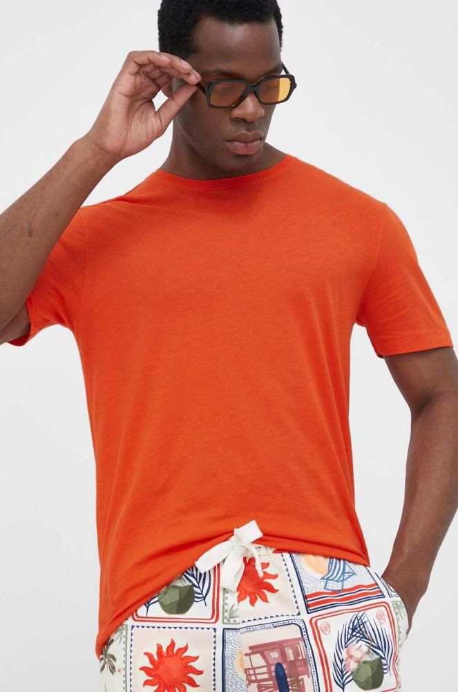 Бавовняна футболка United Colors of Benetton колір помаранчевий однотонний (3311268)