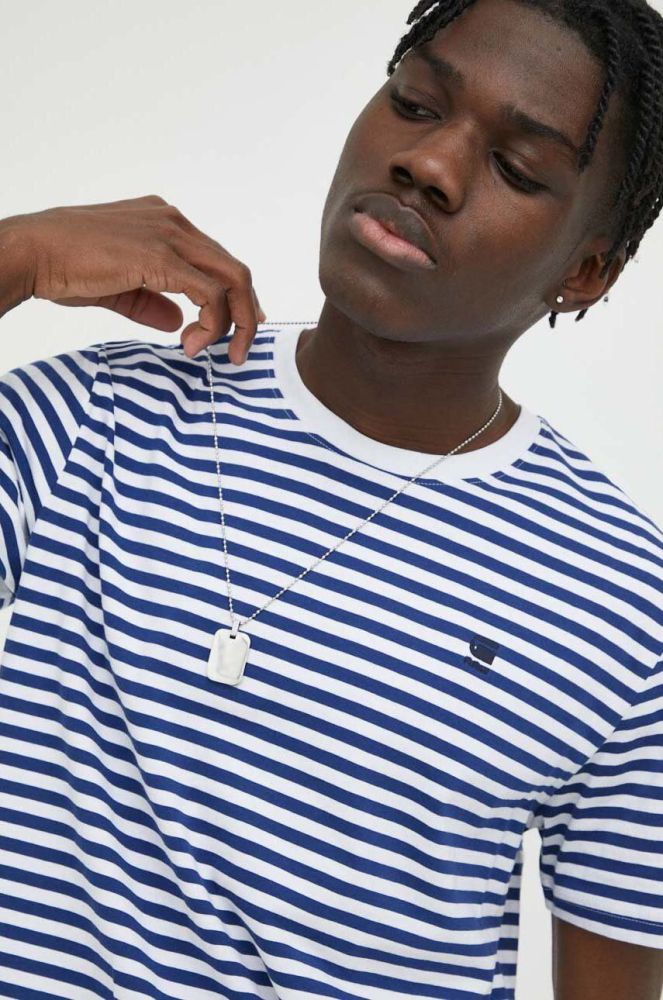Бавовняна футболка G-Star Raw колір синій візерунок